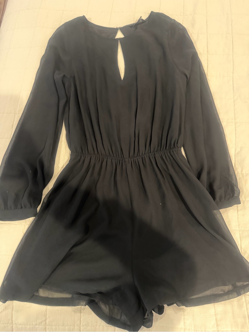 Express Black Long-Sleeve Women’s One-Piece Romper